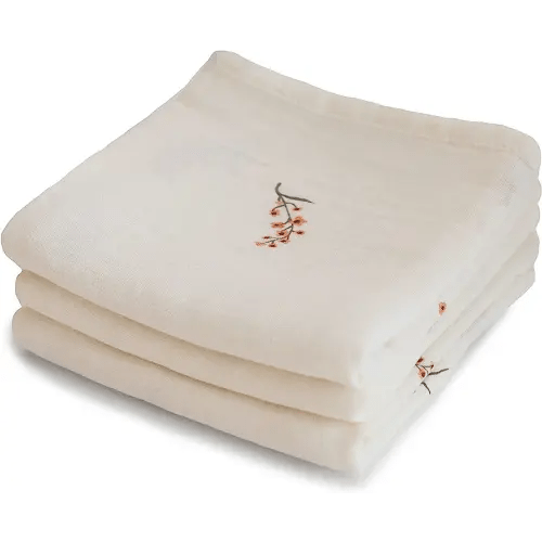 mushie Muslin Baby Cloths | 100% Organic Cotton | 23.5" x 23.5" (Flowers) 3-Pack
