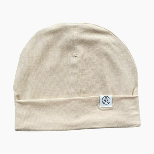 Aarin & Co. Satin Lined Jersey Beanie - Beige, 0-3 M