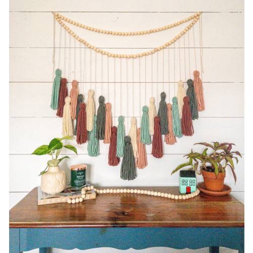 Peppermint Winter Garland, Teal Pink Christmas, Pink and Blue Garland, Christmas Yarn Garland, Boho Christmas Decorations,