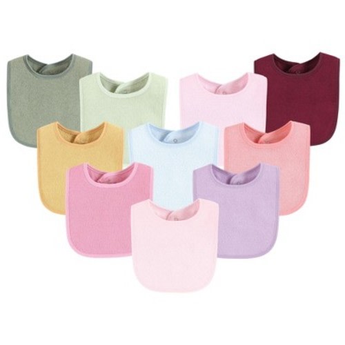 Hudson Baby Infant Girl Drooler Bib with Waterproof Lining, Pink Yellow, One Size
