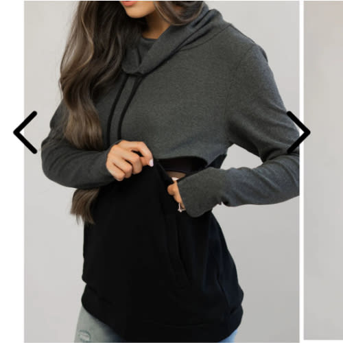 Nursing Sweatshirt Pullover - Colorblock Dark Gray