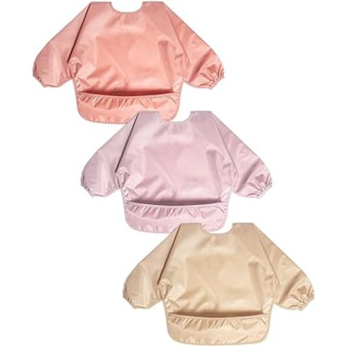 Baby Long Sleeve Waterproof Bibs for Baby Boy Girl,Baby Led Weaning Smock Outfit for Toddler 6 Months-2 Years,3pk