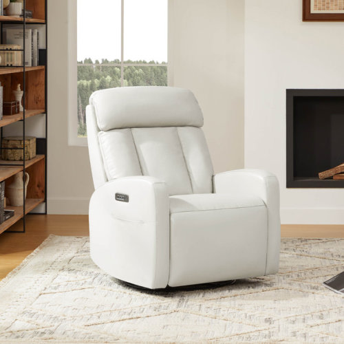 Genuine Leather Glider Swivel Rocker Power Recliner With Power Headrest And Power Lumbar Support
