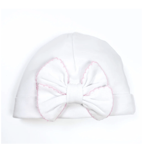 Essentials Solid Bow Hat - White Pink
