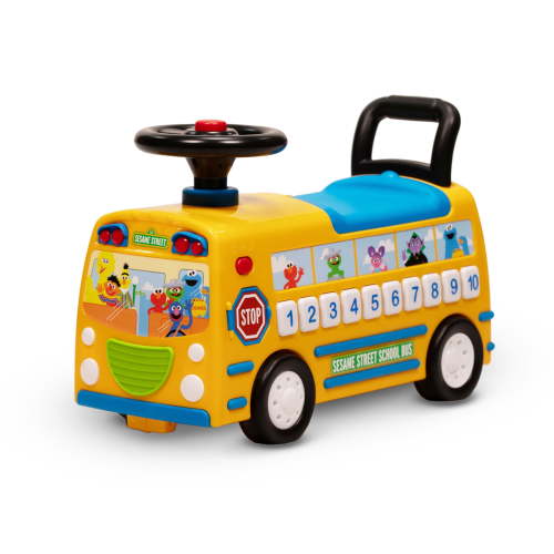 Sesame Street School Bus Ride-On with Lights and Sounds for Toddlers Between 18-36 Months