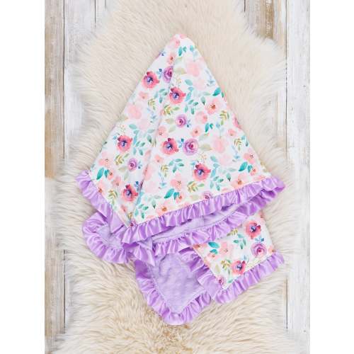 Cozy Florals Ruffle Minky Blanket