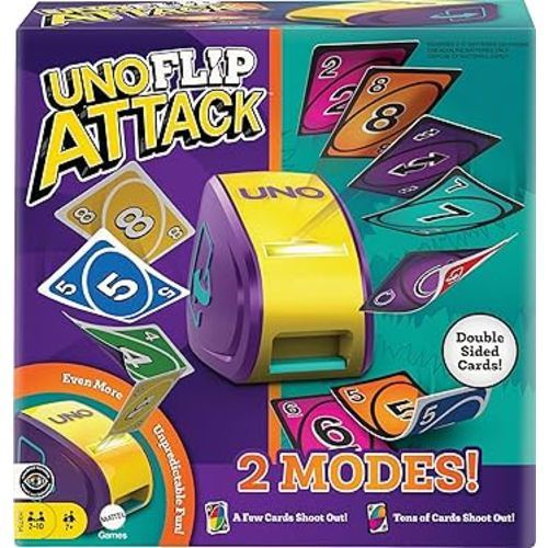 Mattel Games UNO Flip Attack Card Game for Kids, Adults & Family Combines UNO Flip and UNO Attack in one Great Game