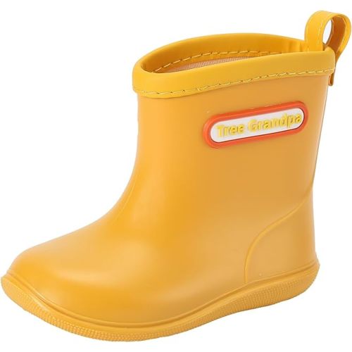 Tree Grandpa Toddler Rain Boots for Boys Girls Waterproof Baby Kids Rain Boots With Easy-on