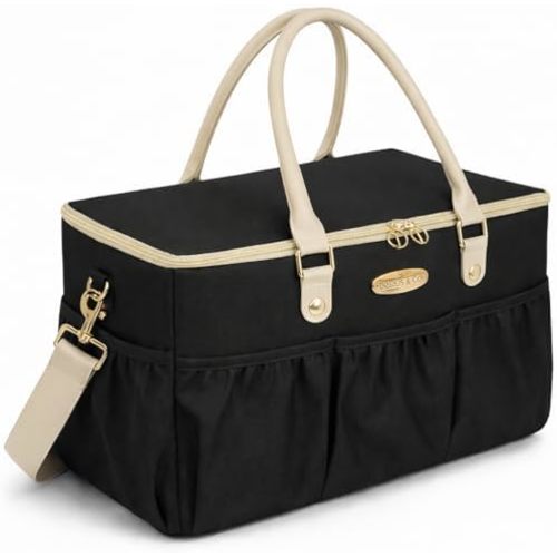 DOKUS & CO Luxe Diaper Caddy Organizer, Extra Large Collapsible Nursery Storage Tote for Baby Essentials & Travel