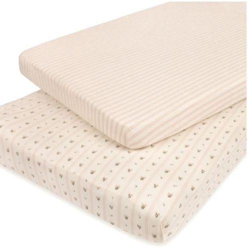 Ely's & Co. Baby Fitted Pack n Play - Mini Crib Sheet 100% Combed Jersey Cotton Pink for Baby Girl 2 Pack