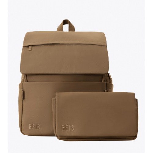 BÉIS 'The Ultimate Diaper Backpack' in Camel - Diaper Bag Backpack in Camel Brown