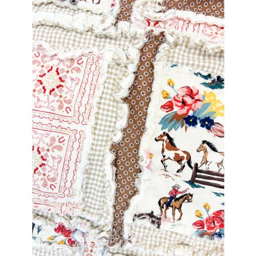 Cowboy Nursery Baby Girl Rag Quilts Homemade Quilts, Baby Girl Quilts, Western Blanket for Baby Girl