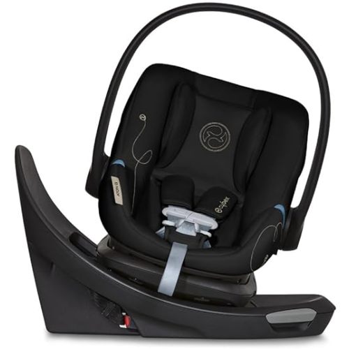 Cybex Aton G Swivel Infant Car Seat with 180-Degree Rotate, Linear Side-Impact Protection, 11-Position Headrest, SensorSafe & Safelock Base, Moon Black
