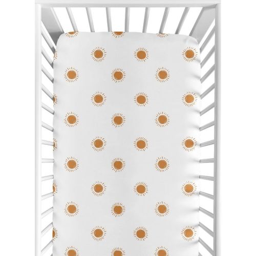 Sweet Jojo Designs Boy Girl Gender Neutral Unisex Baby Fitted Crib Sheet Boho Sun Collection White And Orange