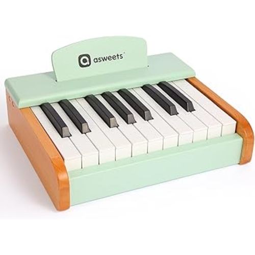 Asweets 18 Keys Piano Keyboard for Kids, Toddler Music Educational Instrument Toy, Wooden Piano for Toddlers Girls & Boys, Green