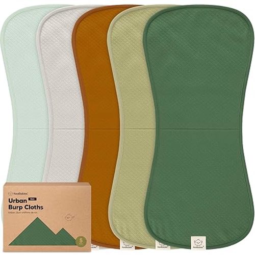 KeaBabies 5-Pack Organic Burp Cloths Baby Girl, Boy - Extra Large, Absorbent Baby Burp Cloths, Soft Burping Cloths for Babies, Newborn Burp Clothes, Cotton Burp Rags,Thick Burp Cloth (Hunter/Quin)