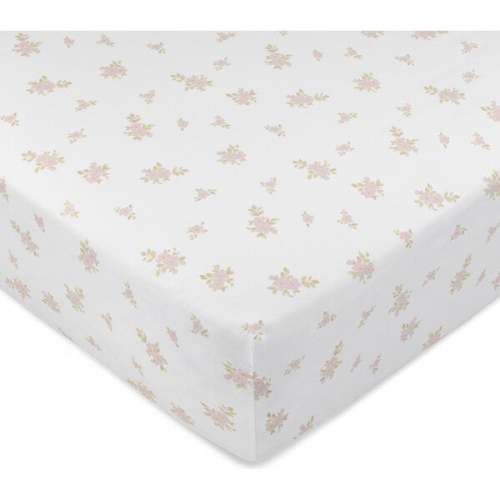 Jardin Floral Print Crib Sheet, Pink - Domani Home Sheets | Maisonette