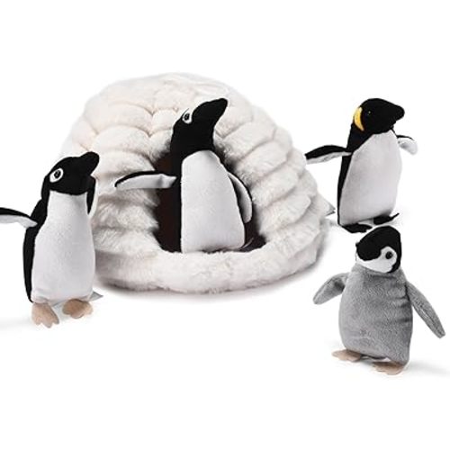 Penguin Stuffed Animal Set - 4 Soft and Cuddly Plush Penguins with Igloo - Perfect Penguin Plush Toy for Kids to Play, Cuddle, and Uplift Social Skills - Soft, Huggable, and Safe