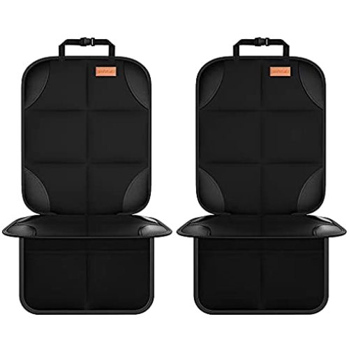 Car Seat Protector, Smart eLf 2Pack Seat Protector Protect Child Seats with Thickest Padding and Non-Slip Backing Mesh Pockets for Baby and Pet