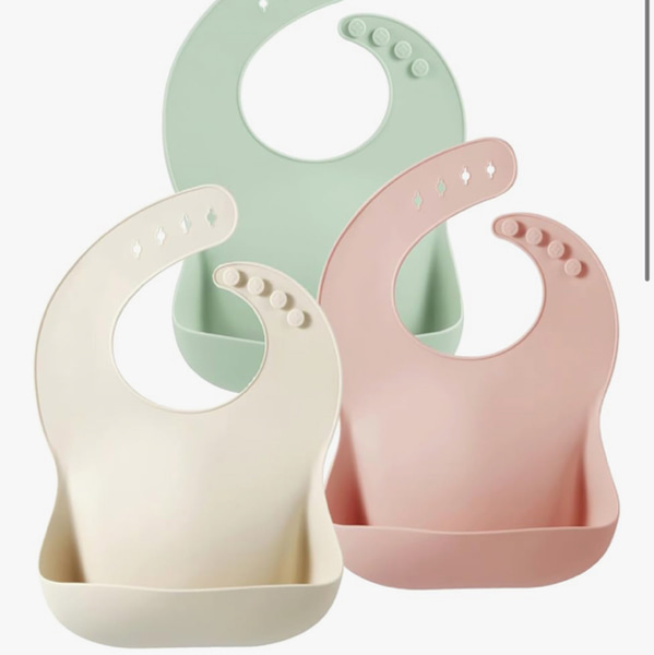 PandaEar Set of 3 Silicone Baby Bibs Waterproof, Soft, Unisex, 10-72 Months