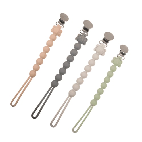 XIRQI 4Pcs Binky Clips Soothing Function Silicone Pacifier Clip Safety Silicone Pacifier Clips for Boys Combination Style