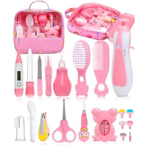 Baby Healthcare and Grooming Kit, Electric Safety Nail Trimmer Baby Nursery Kit, Newborn Care Kits with Hair Brush Comb for Newborn Infant Toddlers Baby Boys Girls Kids, Baby Shower Gifts