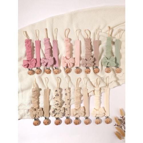 2pcs Baby Pacifier Chain, Fashionable Printed Pacifier Clip And Wooden 3-Hole Pacifier Clip, Suitable For Baby Boys And Girls, Daily Use And Gift