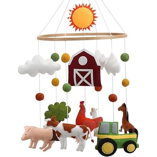 Farm Animal Mobile for Crib - A Colorful Baby Farm Mobile with Animals and barn
