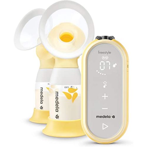 Medela Freestyle Flex Breast Pump, Closed System Quiet Handheld Portable Double Electric Breastpump, Mobile Connected Smart Pump with Touch Screen LED Display and USB Rechargeable Battery
