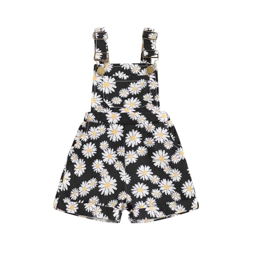 Ayalinggo Toddler Baby Girl Sunflower Print Overalls Shorts with Pocket Suspender Trousers Cute Summer Clothing Outfit
