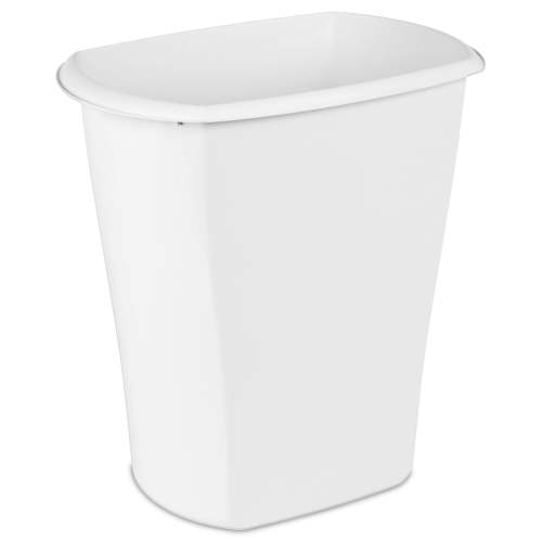 Sterilite 10 Gallon Rectangular Wastebasket, Large Open Plastic Trash Can for Kitchen, White