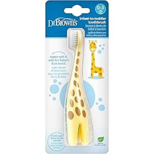 Amazon.com : Dr. Brown's Infant-to-Toddler Training Toothbrush Set with Fluoride-Free Baby Toothpaste, Strawberry - Giraffe - 1.4oz - 0-3 years : Health & Household