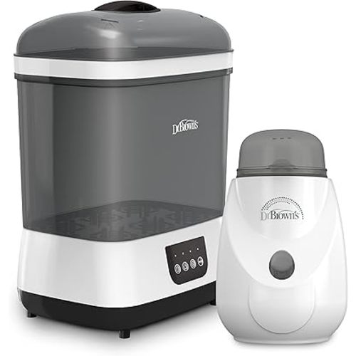 Dr. Brown's Clean Steam Baby Bottle and Pacifier Sterilizer and Dryer with Insta-Feed Bottle Warmer Combination Pack