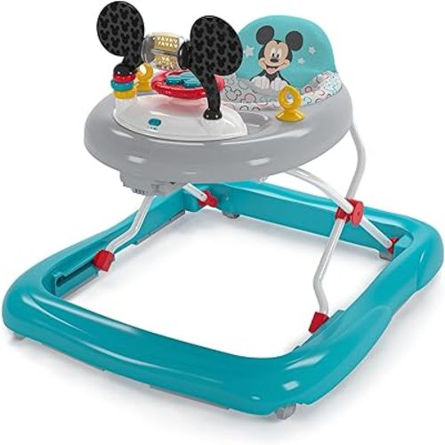 Bright Starts Disney Baby Mickey Mouse Original Bestie 2-in-1 Baby Activity Walker - Easy Fold Frame and Removable -Toy Station, 6 Months and up