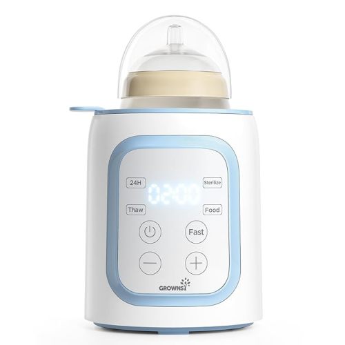 Grownsy Bottle Warmer, 8-in-1 Fast Baby Milk Warmer with Timer for Breastmilk or Formula, Accurate Temperature Control, Multifunctional Baby Bottle Warmers for All Bottles- Blue