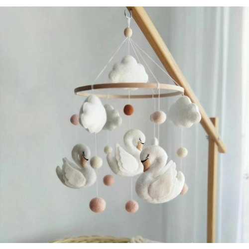 Swan baby mobilе,nursery mobile decor, crib mobile, mobile for nursery, nursery mobilswans, neutral baby mobile, baby shower gift