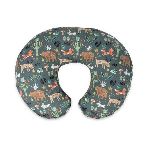 Boppy Original Infant Support Pillow with Removable Cover, Green Forest Animals for Newborns