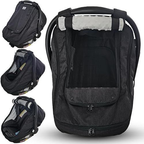 Waterproof Baby Car Seat Cover | Windproof Carseat Cover for Babies | Infant Car Seat Canopy for Boys and Girls | Black
