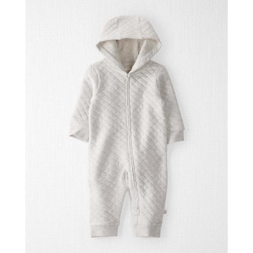 Baby Quilted Double Knit Jumpsuit Made with Organic Cotton in Heather Gray - 6M - Style,Heather Gray