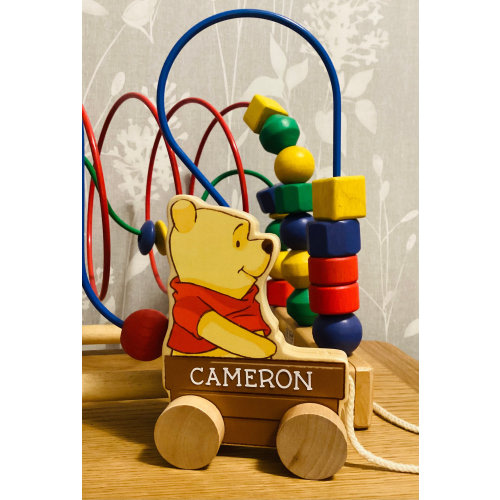 Personalised Wooden Pooh Bear Pull Toy: Nursery Decor