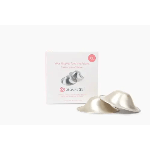 SILVERETTE The Original Silver Nursing Cups, Nipple Covers for Breastfeeding, XL