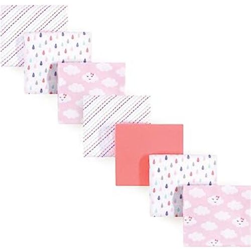 Luvable Friends Unisex Baby Cotton Flannel Receiving Blankets, Girl Clouds 7-Pack, One Size