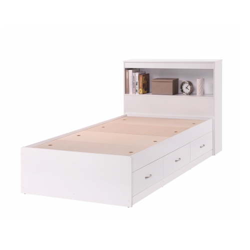 Hodedah Twin-Size Captain Bed with 3-Drawers and Headboard in White