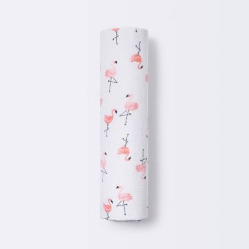 Muslin Swaddle Blanket Flamingos - Cloud Island™ White/pink