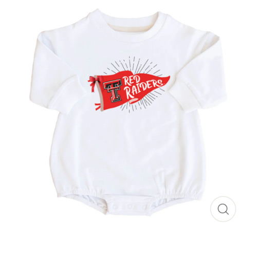 Texas Tech University | Footballs & Bows Graphic Sweatshirt Bubble Romper