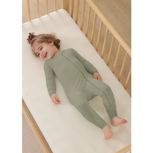 Baby Footless Pajamas,Rayon Made From Bamboo Footie Sleepers,Long Sleeve with Two Way Zipper Rompers 0-24 Months