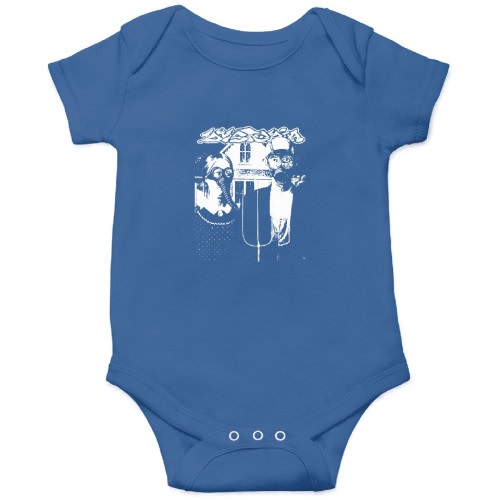 Dystopia Crust Punk Band - American Gothic Shirt - Vintage Heavy Metal Punk Hardcore Shirt Onesies Kids's Short Sleeve Onesie 12M Royal sold by RebeccaNolan1 | SKU 1099355445 | Printerval