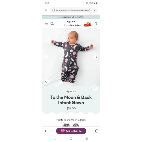 Pink To the Moon & Back Infant Gown - Little Sleepies