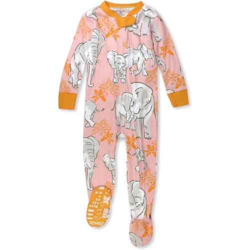 HonestBaby Baby Girls' Classics Non-Slip Footed Pajamas One-Piece Sleeper Zip-Front Pjs 100% Organic Cotton