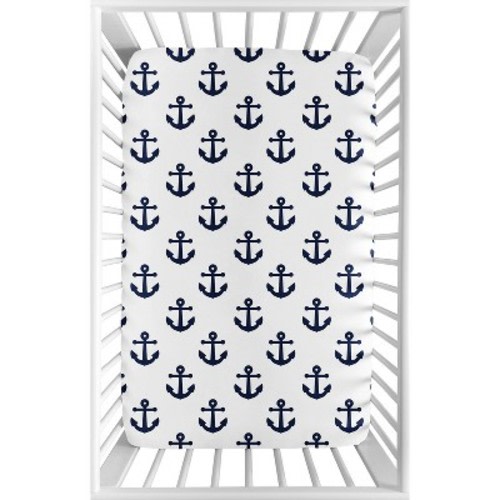 Sweet Jojo Designs Boy or Girl Gender Neutral Unisex Baby Fitted Mini Crib Sheet Sailor Blue and White